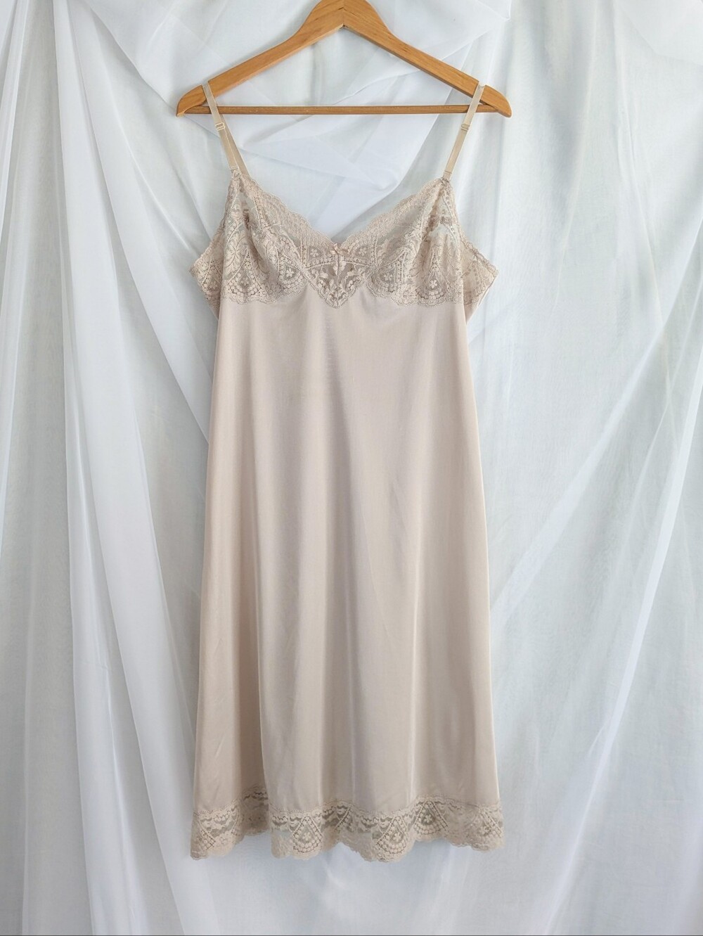 Vintage Full Dress Slip By Vassarette, Light Tan Brown/Beige